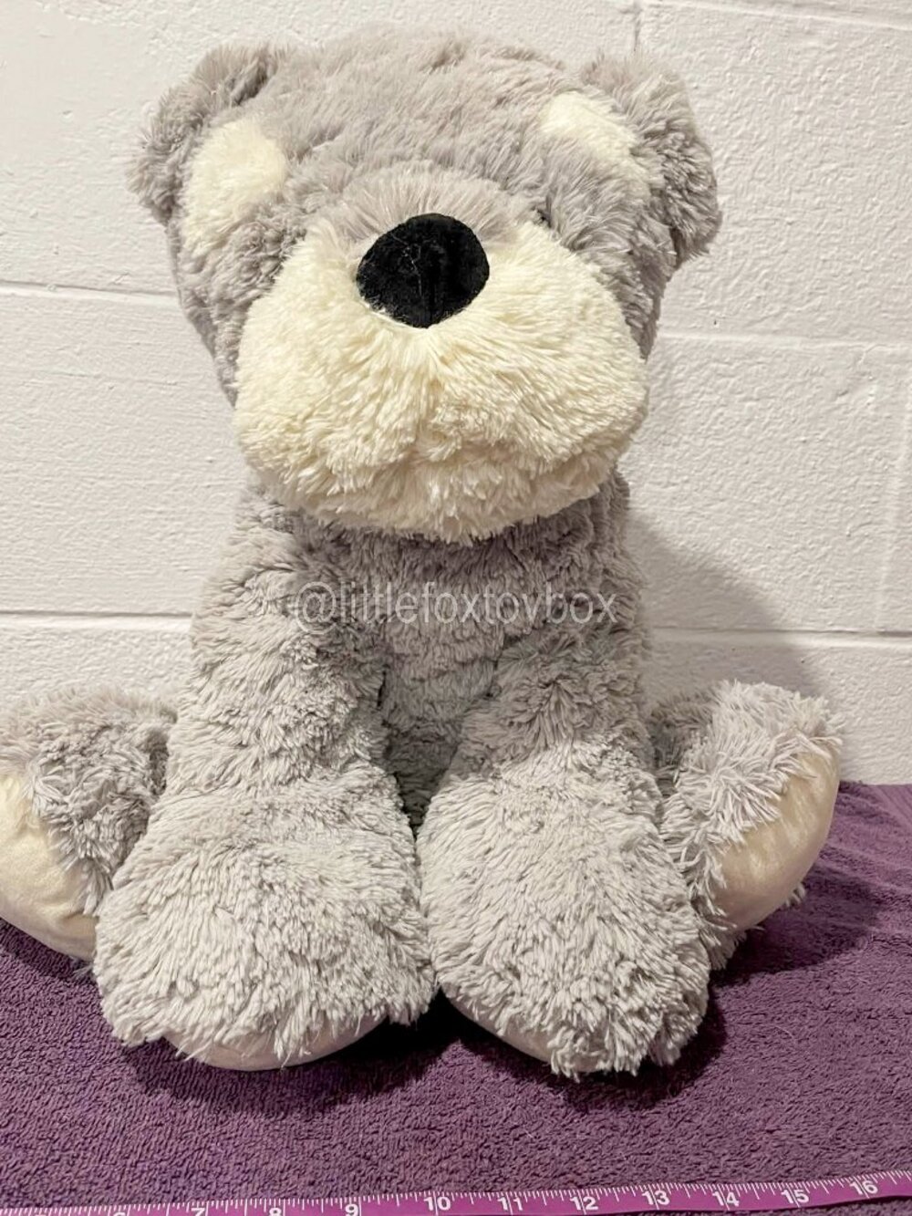 🐶 HugFun Schnauzer Type Dog Plush 16" Gray White 2018 Puppy Stuffed Animal ESSA